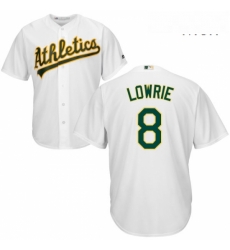 Mens Majestic Oakland Athletics 8 Jed Lowrie Replica White Home Cool Base MLB Jersey Mens Majestic Oakland Athletics 8 Jed Lowrie Replica White Home Cool Base MLB Jersey