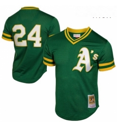 Mens Mitchell and Ness Oakland Athletics 24 Rickey Henderson Replica Green 1991 Throwback MLB Jersey Mens Mitchell and Ness Oakland Athletics 24 Rickey Henderson Replica Green 1991 Throwback MLB Jersey
