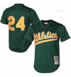 Mens Mitchell and Ness Oakland Athletics 24 Rickey Henderson Replica Green 1998 Throwback MLB Jersey Mens Mitchell and Ness Oakland Athletics 24 Rickey Henderson Replica Green 1998 Throwback MLB Jersey
