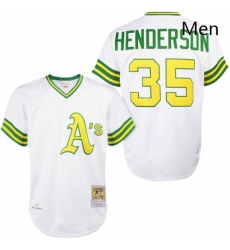 Mens Mitchell and Ness Oakland Athletics 35 Rickey Henderson Authentic White 1979 Throwback MLB Jersey Mens Mitchell and Ness Oakland Athletics 35 Rickey Henderson Authentic White 1979 Throwback MLB Jersey