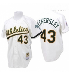 Mens Mitchell and Ness Oakland Athletics 43 Dennis Eckersley Replica White Throwback MLB Jersey Mens Mitchell and Ness Oakland Athletics 43 Dennis Eckersley Replica White Throwback MLB Jersey