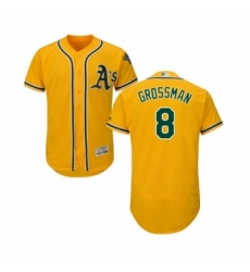Mens Oakland Athletics 8 Robbie Grossman Gold Alternate Flex Base Authentic Collection Baseball Jersey Mens Oakland Athletics 8 Robbie Grossman Gold Alternate Flex Base Authentic Collection Baseball Jersey