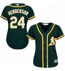 Womens Majestic Oakland Athletics 24 Rickey Henderson Authentic Green Alternate 1 Cool Base MLB Jersey Womens Majestic Oakland Athletics 24 Rickey Henderson Authentic Green Alternate 1 Cool Base MLB Jersey
