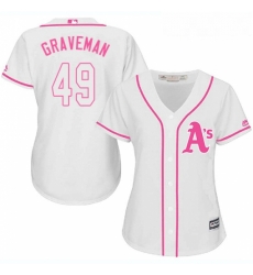 Womens Majestic Oakland Athletics 49 Kendall Graveman Replica White Fashion Cool Base MLB Jersey Womens Majestic Oakland Athletics 49 Kendall Graveman Replica White Fashion Cool Base MLB Jersey