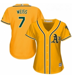 Womens Majestic Oakland Athletics 7 Walt Weiss Replica Gold Alternate 2 Cool Base MLB Jersey Womens Majestic Oakland Athletics 7 Walt Weiss Replica Gold Alternate 2 Cool Base MLB Jersey