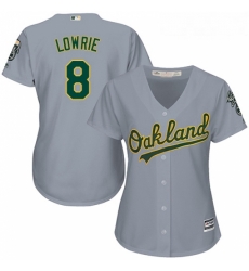 Womens Majestic Oakland Athletics 8 Jed Lowrie Replica Grey Road Cool Base MLB Jersey Womens Majestic Oakland Athletics 8 Jed Lowrie Replica Grey Road Cool Base MLB Jersey