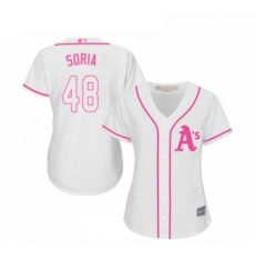 Womens Oakland Athletics 48 Joakim Soria Authentic White Fashion Cool Base Baseball Jersey Womens Oakland Athletics 48 Joakim Soria Authentic White Fashion Cool Base Baseball Jersey