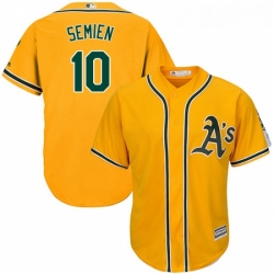 Youth Majestic Oakland Athletics 10 Marcus Semien Authentic Gold Alternate 2 Cool Base MLB Jersey