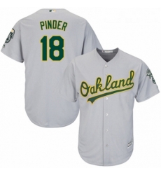 Youth Majestic Oakland Athletics 18 Chad Pinder Replica Grey Road Cool Base MLB Jersey 
