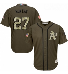 Youth Majestic Oakland Athletics 27 Catfish Hunter Authentic Green Salute to Service MLB Jersey Youth Majestic Oakland Athletics 27 Catfish Hunter Authentic Green Salute to Service MLB Jersey