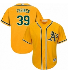 Youth Majestic Oakland Athletics 39 Blake Treinen Replica Gold Alternate 2 Cool Base MLB Jersey Youth Majestic Oakland Athletics 39 Blake Treinen Replica Gold Alternate 2 Cool Base MLB Jersey
