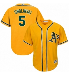 Youth Majestic Oakland Athletics 5 Jake Smolinski Replica Gold Alternate 2 Cool Base MLB Jersey Youth Majestic Oakland Athletics 5 Jake Smolinski Replica Gold Alternate 2 Cool Base MLB Jersey
