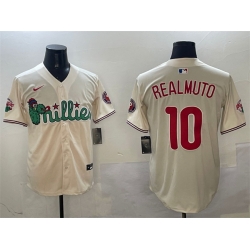 Men Philadelphia Phillies 10 J T  Realmuto Cream Phanatic Limited Stitched Jersey