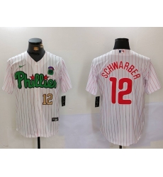 Men Philadelphia Phillies 12 Kyle Schwarber White Green Cool Base Stitched Jersey 1 Men Philadelphia Phillies 12 Kyle Schwarber White Green Cool Base Stitched Jersey 1