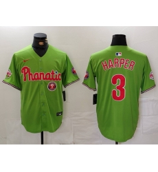 Men Philadelphia Phillies 3 Bryce Harper Green With Patch Stitched Jersey 3 Men Philadelphia Phillies 3 Bryce Harper Green With Patch Stitched Jersey 3