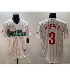 Men Philadelphia Phillies 3 Bryce Harper White Phanatic Cool Base Stitched Jersey