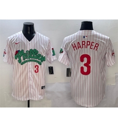 Men Philadelphia Phillies 3 Bryce Harper White Phanatic Limited Stitched Jersey