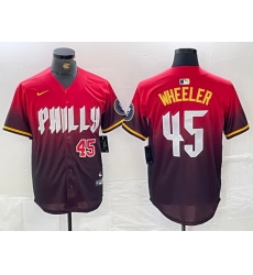 Men Philadelphia Phillies 45 Zack Wheeler Red 2024 City Connect Limited Stitched Jersey 5 Men Philadelphia Phillies 45 Zack Wheeler Red 2024 City Connect Limited Stitched Jersey 5