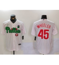 Men Philadelphia Phillies 45 Zack Wheeler White Green Cool Base Stitched Jersey 7 Men Philadelphia Phillies 45 Zack Wheeler White Green Cool Base Stitched Jersey 7