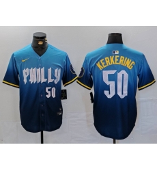 Men Philadelphia Phillies 50 Orion Kerkering Blue 2024 City Connect Limited Stitched Jersey 1 Men Philadelphia Phillies 50 Orion Kerkering Blue 2024 City Connect Limited Stitched Jersey 1