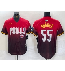 Men Philadelphia Phillies 55 Ranger Su E1rez Red 2024 City Connect Limited Stitched Jersey 4 Men Philadelphia Phillies 55 Ranger Su E1rez Red 2024 City Connect Limited Stitched Jersey 4