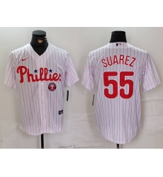 Men Philadelphia Phillies 55 Ranger Suarez White Cool Base Stitched Jersey 1 Men Philadelphia Phillies 55 Ranger Suarez White Cool Base Stitched Jersey 1