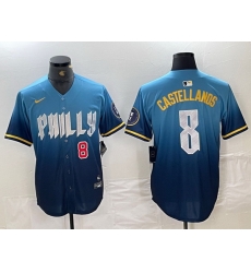 Men Philadelphia Phillies 8 Nick Castellanos Blue 2024 City Connect Limited Stitched Jersey 3 Men Philadelphia Phillies 8 Nick Castellanos Blue 2024 City Connect Limited Stitched Jersey 3