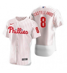 Men Philadelphia Phillies 8 Nick Castellanos White Flex Base Stitched Baseball jersey Men Philadelphia Phillies 8 Nick Castellanos White Flex Base Stitched Baseball jersey