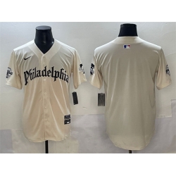Men Philadelphia Phillies Blank Cream Gothic Vapor Limited Stitched Jersey