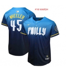 Men Philadelphia Phillies Brandon Marsh #16 Blue 2024 City Connect Limited Stitched Baseball Jersey Men Philadelphia Phillies Brandon Marsh #16 Blue 2024 City Connect Limited Stitched Baseball Jersey