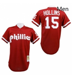 Mens Mitchell and Ness 1991 Philadelphia Phillies 15 Dave Hollins Replica Red Throwback MLB Jersey Mens Mitchell and Ness 1991 Philadelphia Phillies 15 Dave Hollins Replica Red Throwback MLB Jersey