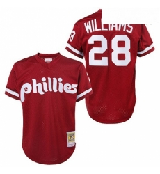 Mens Mitchell and Ness 1991 Philadelphia Phillies 28 Mitch Williams Replica Red Throwback MLB Jersey Mens Mitchell and Ness 1991 Philadelphia Phillies 28 Mitch Williams Replica Red Throwback MLB Jersey