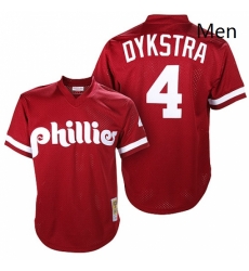 Mens Mitchell and Ness 1991 Philadelphia Phillies 4 Lenny Dykstra Replica Red Throwback MLB Jersey Mens Mitchell and Ness 1991 Philadelphia Phillies 4 Lenny Dykstra Replica Red Throwback MLB Jersey
