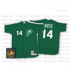 Mens Mitchell and Ness Philadelphia Phillies 14 Pete Rose Authentic Green Throwback MLB Jersey Mens Mitchell and Ness Philadelphia Phillies 14 Pete Rose Authentic Green Throwback MLB Jersey