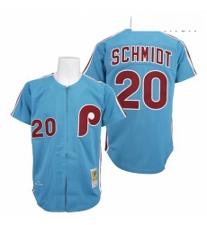 Mens Mitchell and Ness Philadelphia Phillies 20 Mike Schmidt Replica Blue Throwback MLB Jersey Mens Mitchell and Ness Philadelphia Phillies 20 Mike Schmidt Replica Blue Throwback MLB Jersey
