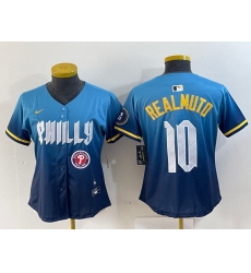 Women Philadelphia Phillies 10 J T Realmuto Blue 2024 City Connect Limited Stitched Baseball Jersey 2 Women Philadelphia Phillies 10 J T Realmuto Blue 2024 City Connect Limited Stitched Baseball Jersey 2