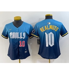 Women Philadelphia Phillies 10 J T Realmuto Blue 2024 City Connect Limited Stitched Baseball Jersey 8 Women Philadelphia Phillies 10 J T Realmuto Blue 2024 City Connect Limited Stitched Baseball Jersey 8