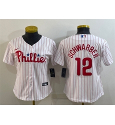 Women Philadelphia Phillies 12 Kyle Schwarber White Stitched Baseball Jersey Women Philadelphia Phillies 12 Kyle Schwarber White Stitched Baseball Jersey