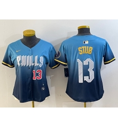 Women Philadelphia Phillies 13 Stub Blue 2024 City Connect Limited Stitched Baseball Jersey 1 Women Philadelphia Phillies 13 Stub Blue 2024 City Connect Limited Stitched Baseball Jersey 1