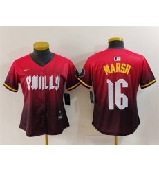 Women Philadelphia Phillies 16 Brandon Marsh Red 2024 City Connect Limited Stitched Baseball Jersey Women Philadelphia Phillies 16 Brandon Marsh Red 2024 City Connect Limited Stitched Baseball Jersey