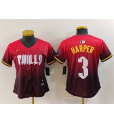 Women Philadelphia Phillies 3 Bryce Harper Red 2024 City Connect Limited Stitched Baseball Jersey Women Philadelphia Phillies 3 Bryce Harper Red 2024 City Connect Limited Stitched Baseball Jersey