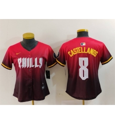 Women Philadelphia Phillies 8 Nick Castellanos Red 2024 City Connect Limited Stitched Baseball Jersey Women Philadelphia Phillies 8 Nick Castellanos Red 2024 City Connect Limited Stitched Baseball Jersey
