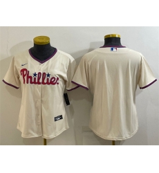 Women Philadelphia Phillies Blank Cream Cool Base Stitched Baseball Jersey Women Philadelphia Phillies Blank Cream Cool Base Stitched Baseball Jersey