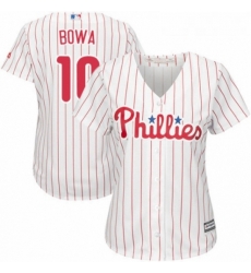 Womens Majestic Philadelphia Phillies 10 Larry Bowa Replica WhiteRed Strip Home Cool Base MLB Jersey 