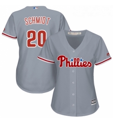Womens Majestic Philadelphia Phillies 20 Mike Schmidt Authentic Grey Road Cool Base MLB Jersey Womens Majestic Philadelphia Phillies 20 Mike Schmidt Authentic Grey Road Cool Base MLB Jersey