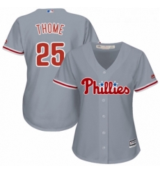 Womens Majestic Philadelphia Phillies 25 Jim Thome Authentic Grey Road Cool Base MLB Jersey Womens Majestic Philadelphia Phillies 25 Jim Thome Authentic Grey Road Cool Base MLB Jersey