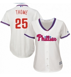 Womens Majestic Philadelphia Phillies 25 Jim Thome Replica Cream Alternate Cool Base MLB Jersey Womens Majestic Philadelphia Phillies 25 Jim Thome Replica Cream Alternate Cool Base MLB Jersey