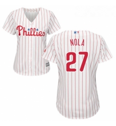 Womens Majestic Philadelphia Phillies 27 Aaron Nola Authentic WhiteRed Strip Home Cool Base MLB Jersey Womens Majestic Philadelphia Phillies 27 Aaron Nola Authentic WhiteRed Strip Home Cool Base MLB Jersey