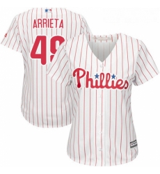 Womens Majestic Philadelphia Phillies 49 Jake Arrieta Replica WhiteRed Strip Home Cool Base MLB Jersey Womens Majestic Philadelphia Phillies 49 Jake Arrieta Replica WhiteRed Strip Home Cool Base MLB Jersey
