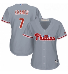Womens Majestic Philadelphia Phillies 7 Maikel Franco Replica Grey Road Cool Base MLB Jersey Womens Majestic Philadelphia Phillies 7 Maikel Franco Replica Grey Road Cool Base MLB Jersey
